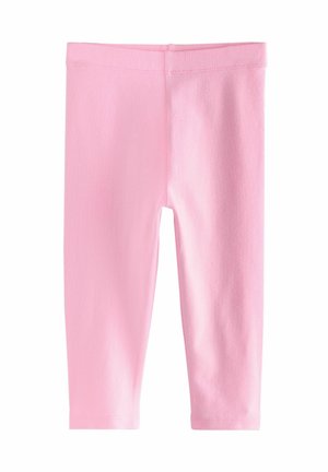 Leggings in cotone rosa con una texture liscia, design aderente e taglio alla caviglia. Senza fantasie né accessori, con una semplice vita elasticizzata.