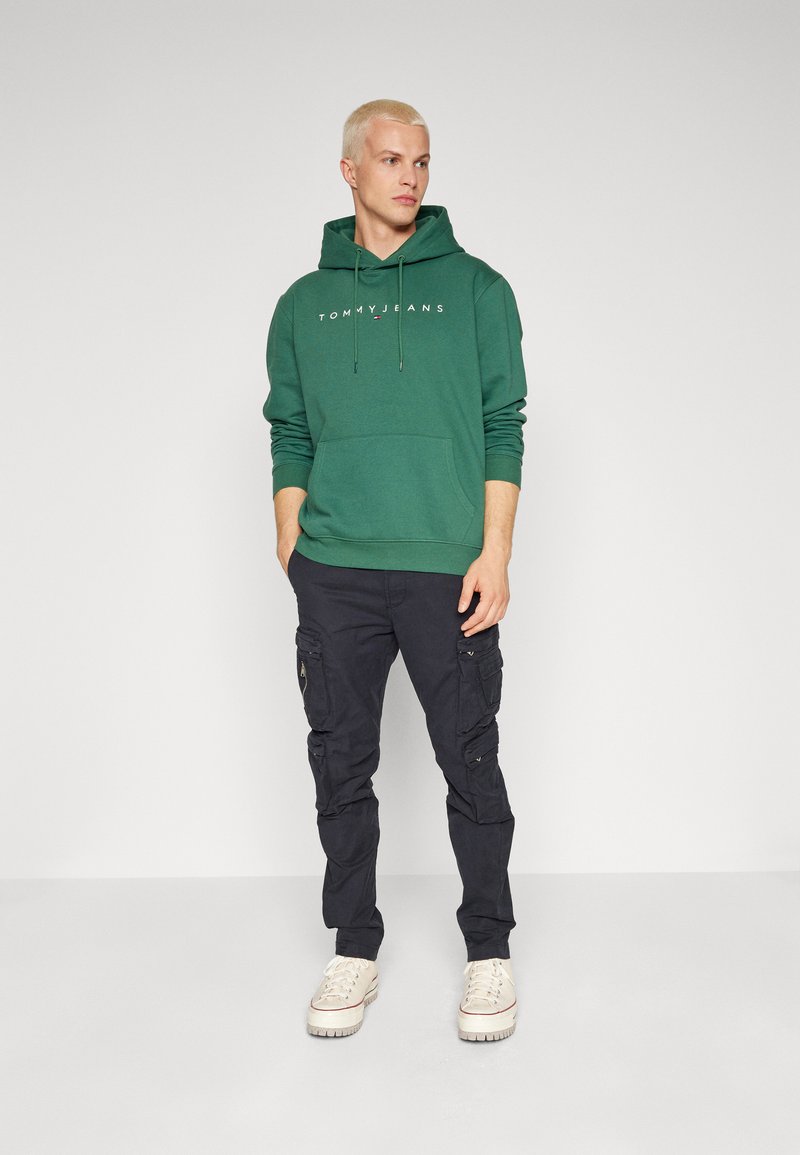 tommy jeans linear logo hoodie green