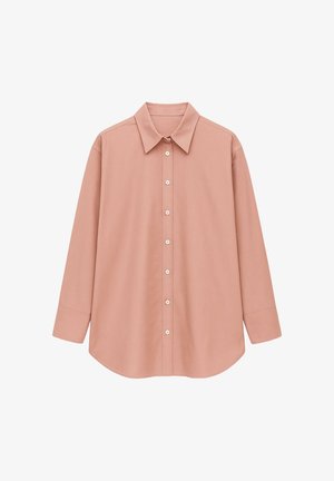 Lichtroze langemouwen shirt met een klassieke kraag, knoopsluiting aan de voorkant en een ronde zoom. Glad stof en een regular fit ontwerp.