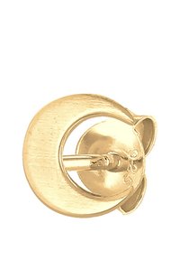 Guldtonede katteørekrogøreringe med et afrundet design, en børstet tekstur og en sommerfuglskop på bagsiden for sikker lukning.