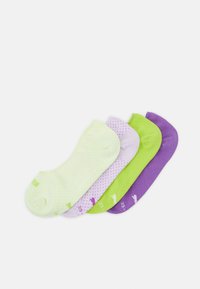 Puma - WOMEN FOOTIE 4 PACK - Ponožky do tenisiek - white/lime combo/white/purple Miniatúrny obrázok 1