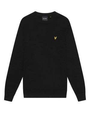 Sweatshirt en coton noir avec des manches longues et un col rond. Présente un petit logo d'aigle jaune sur la poitrine. Texture douce.