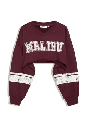 Bershka, CROPPED TEXT HOODIE - Sweater - dark red