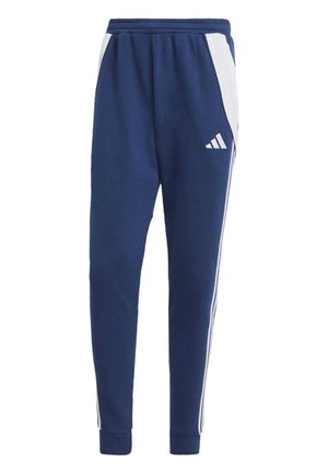 Marina atletiska byxor med vita sidofäster, elastisk midja och ribbade fållar. Tillverkade av mjukt, andningsbart material, med logodetalj.