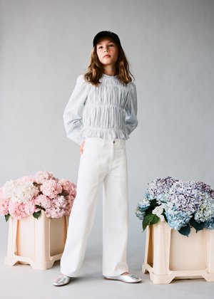 KID TEEN WIDE LEG WITH SEAM DETAIL - Blugi evazați - white