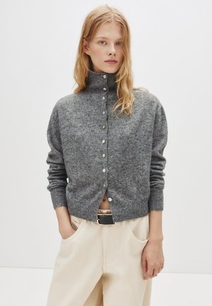 HIGH NECK BUTTONED - Cardigan - grey