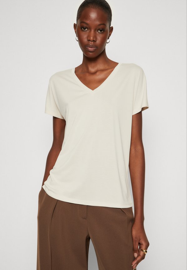 FENYA V NECK TEE - Basic T-shirt - oatmeal4