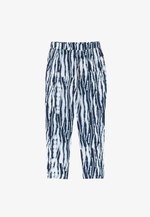 Meresinised sinised ja valged truuurid, millel on mugav lõige. Omab elastset vööd ja vertikaalset triibudisaini, millel on tie-dye efekt.