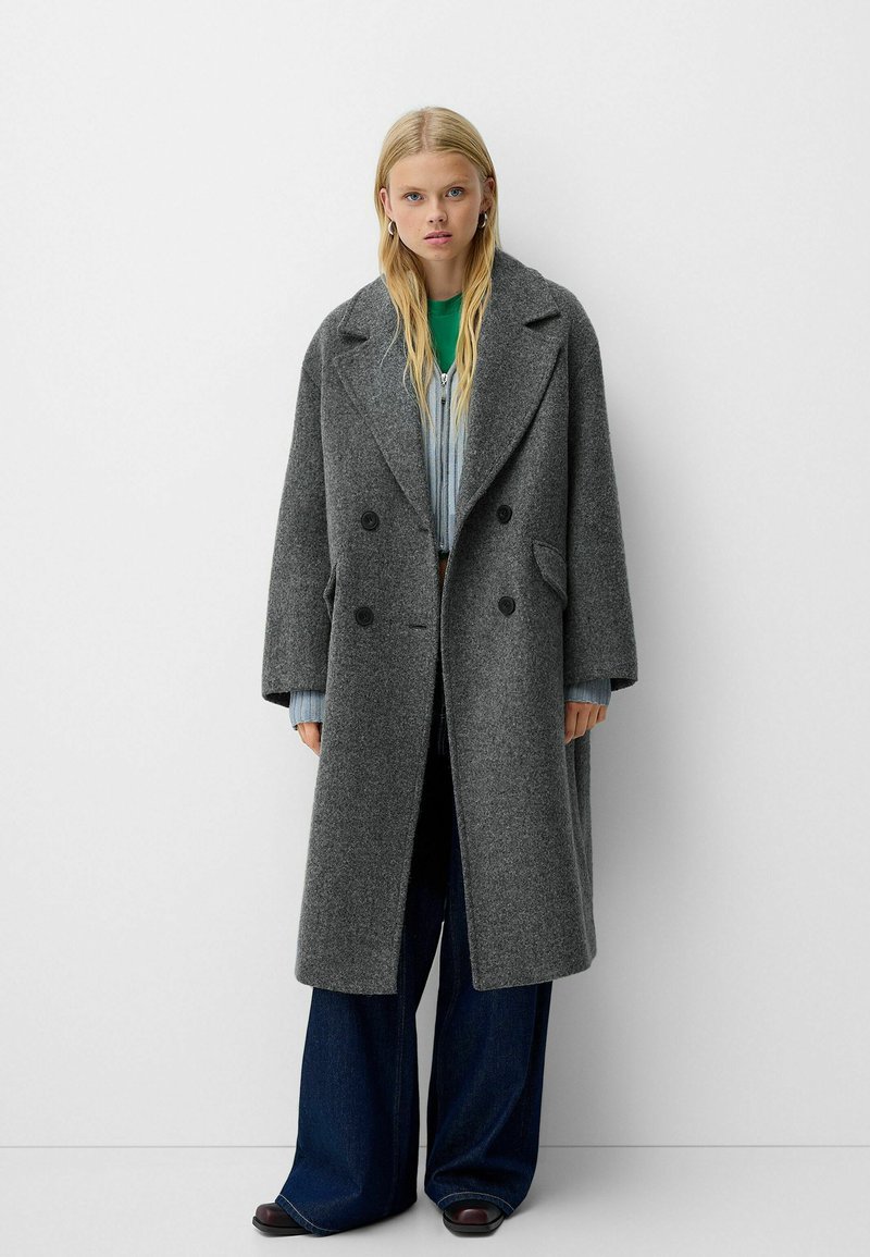 Bershka - DROP-SHOULDER - Klassinen takki - mottled grey, Suurenna