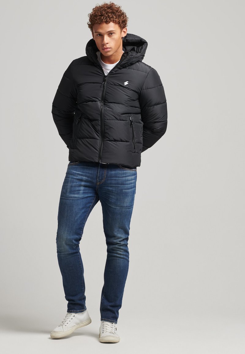 Superdry HOODED SPORTS PUFFER Winter jacket black Zalando