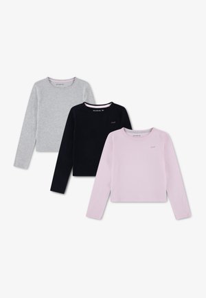 Abercrombie & Fitch TEE 3 PACK - Maglietta a manica lunga - light pink/black/light grey