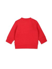 Felpa rossa con scollatura rotonda classica, maniche lunghe e polsini e orlo a costine; realizzata in morbido cotone elastico.