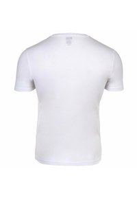 T-shirt bianco a maniche corte, realizzato in morbido tessuto di cotone, presenta un girocollo e un design pulito e semplice senza loghi o motivi visibili.