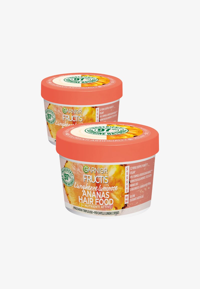 Garnier - FRUCTIS HAIR FOOD MASCHERA ANANAS PER LUNGHEZZE LUMINOSE, IDEALE PER CAPELLI LUNGHI E SPENTI, 390 ML - 2 PACK - Maschera per capelli, Ingrandire