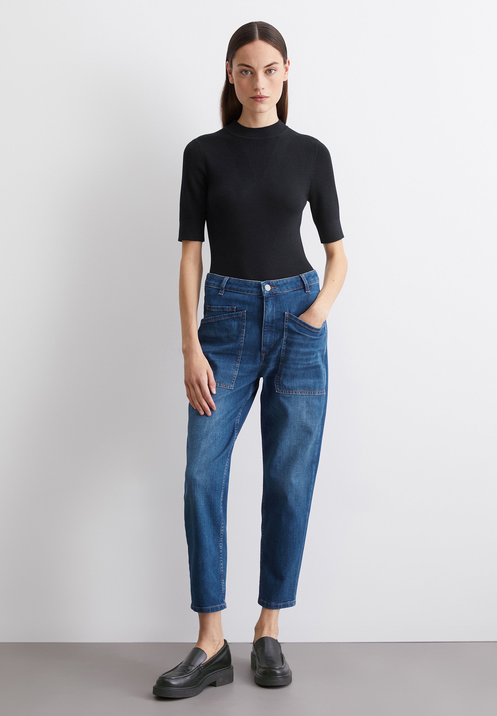 Marc O'Polo Mom Jeans soft touch dark blue wash/blue Zalando