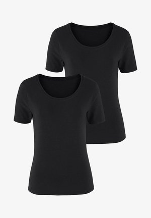 LASCANA, 2er-Pack - T-Shirt basic - schwarz
