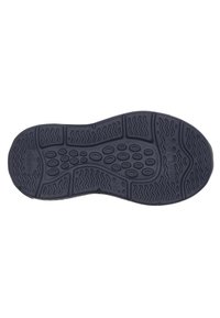 Suola di scarpa in gomma nera con motivi testurizzati, grip circolari e le parole in rilievo "FLEX ZONE" e "CHICCO". Finitura complessiva liscia.