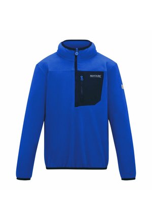 Niebieski polarowy sweter z przednim zamkiem na ćwierć długości i czarną kieszenią na piersi na zamek błyskawiczny, z logo "Regatta Great Outdoors".