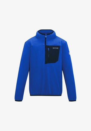 Niebieski polarowy sweter z przednim zamkiem na ćwierć długości i czarną kieszenią na piersi na zamek błyskawiczny, z logo "Regatta Great Outdoors".