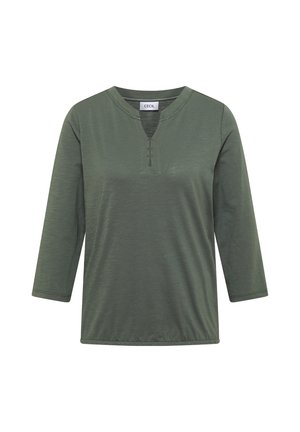 Cecil, 3/4-SLEEVE TOP WITH SPLIT NECK AND ELASTICATED HEM - Blouse - dried olive green