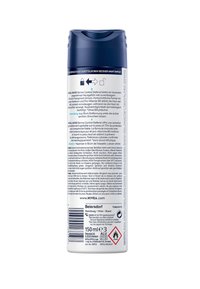 NIVEA Men Derma Control Defend deodorant spray in a white cylindrical can with a blue top, 150 ml, labeled with product and usage information.