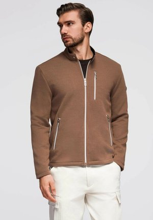 BIKER WITH STAND-UP COLLAR JANP - Strickjacke - brown