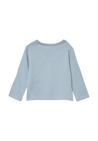 Helles blaues Langarmoberteil aus weicher Baumwolle. Verfügt über einen runden Ausschnitt und ein schlichtes Design ohne sichtbare Verzierungen oder Muster.