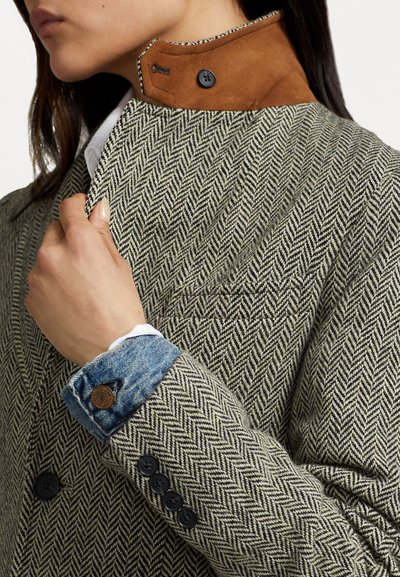 Polo Ralph Lauren HERRINGBONE COAT - Klasisks mētelis - black/cream