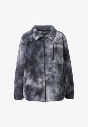 Fleecejack met grijstinten en een gestructureerde, zachte oppervlakte. Voorzien van een ritssluiting aan de voorkant en een borstzak aan de linkerkant.