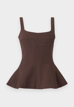 DOUBLE SIDED ELEVATED STRUCTURED - Blúzka - brown