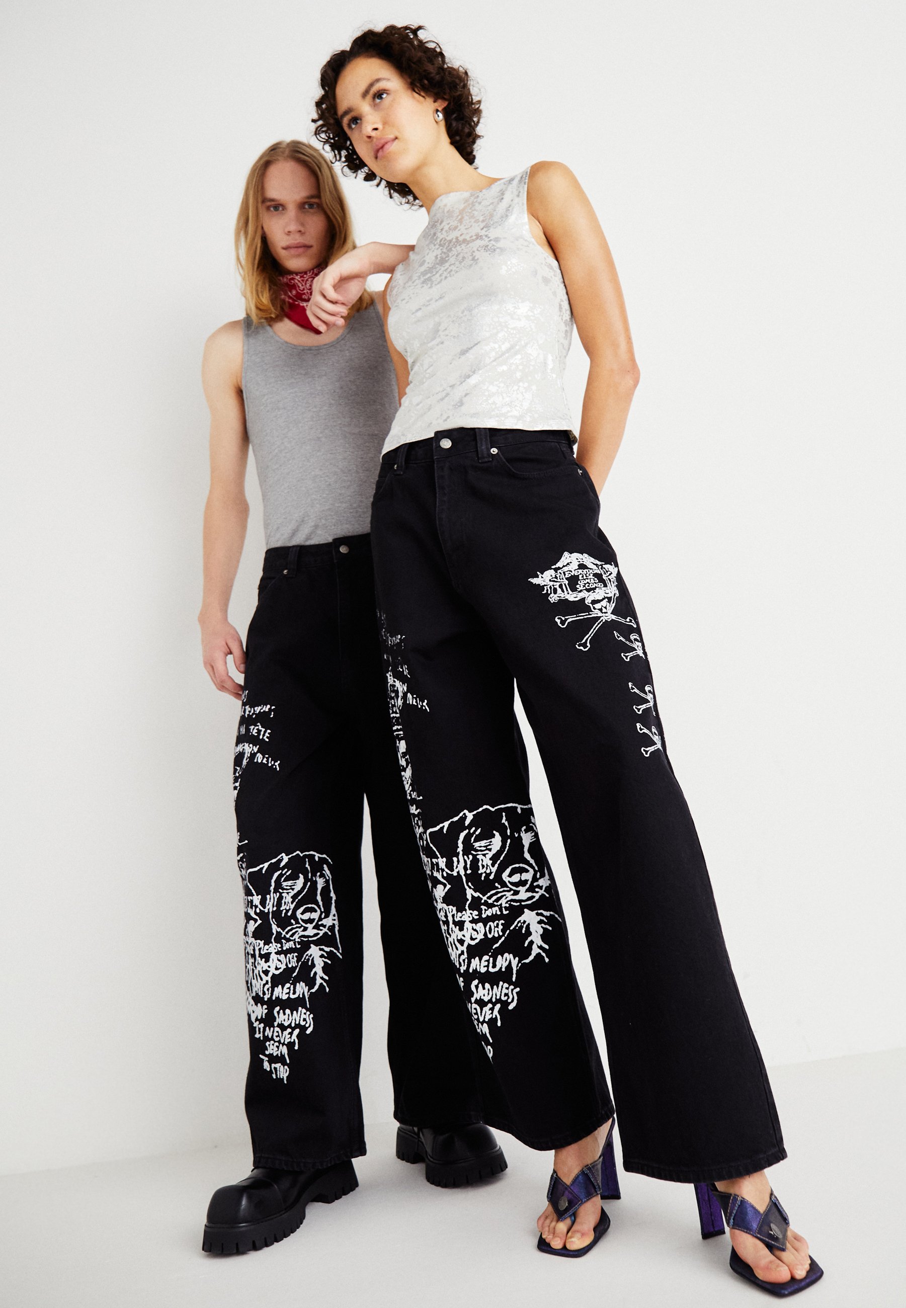 Jaded London UNISEX - Jeansy loose fit/czarny - Zalando.pl