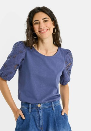Grain de Malice, T-SHIRT MANCHES BRODERIE ANGLAISE - T-shirt imprimé - bleu