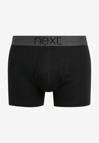 Boxerii negri din bumbac, cu un tiv elastic gri pe care se află cuvântul "next" în negru, fabricați din material moale și elastic.