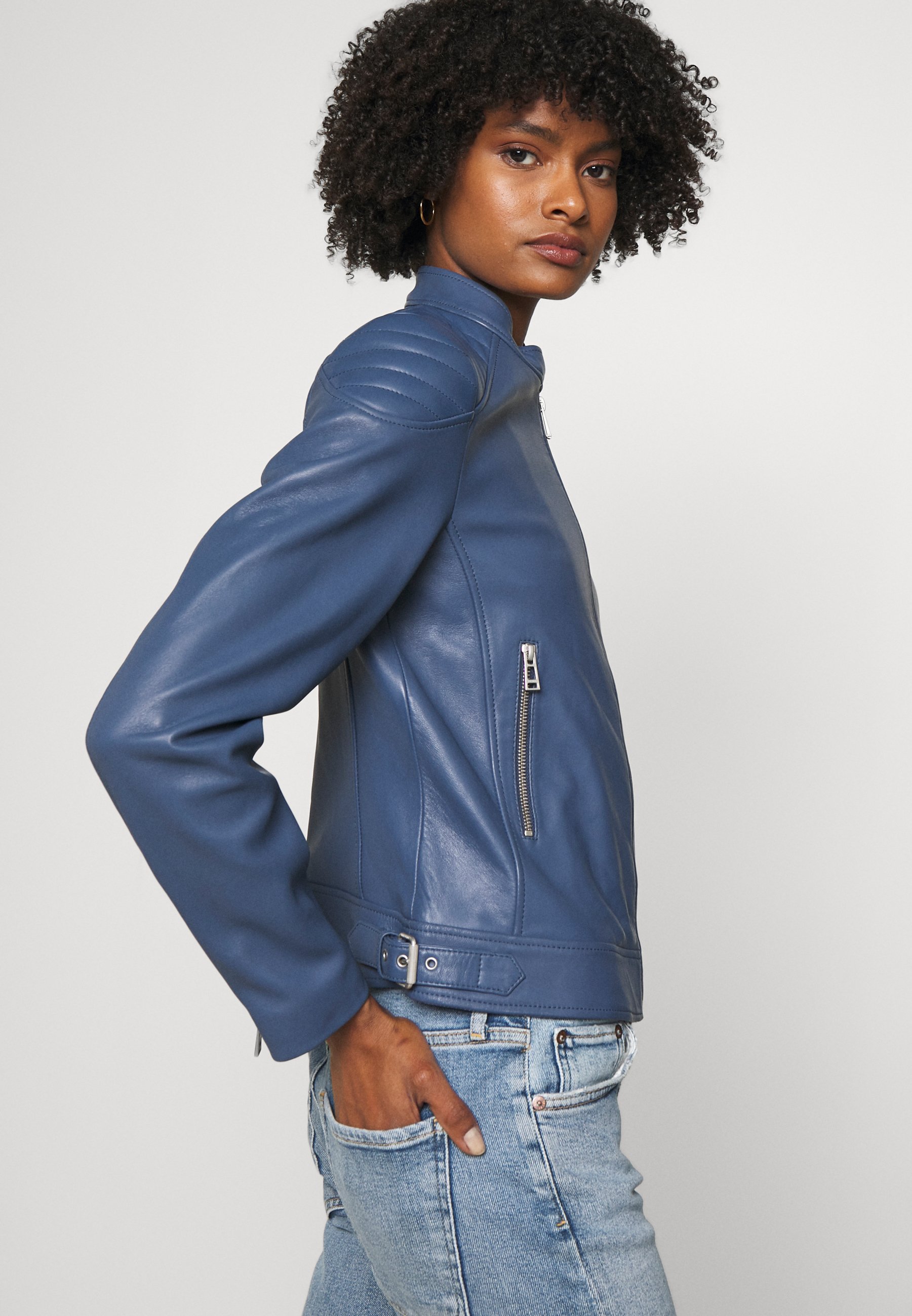 belstaff blue leather jacket