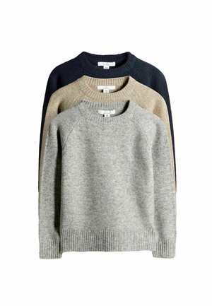 REGULAR FIT - 3 PACK CREW NECK  - Strickpullover - blue grey brown