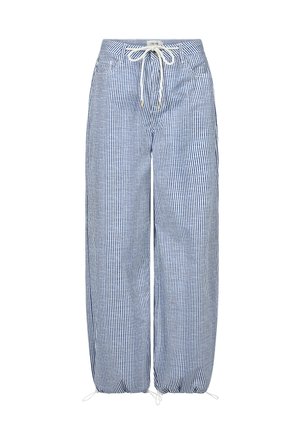 Sinine ja valge triibuline laiemate jalgadega püksid, valmistatud kergest kangast, millel on elastne vöökoht ja seotud pael. Omab kogutud mansette.