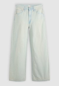 Light blue wide-leg jeans made of denim, featuring a high waist, five pockets, and classic stitching. Smooth texture with a faded finish.