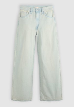Lyseblå vide jeans lavet af denim, med høj talje, fem lommer og klassisk syning. Glat tekstur med en falmet finish.