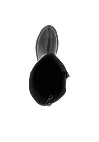Schwarze Lederknöchelschuh mit runder Zehenform, weicher Innenausstattung und seitlichem Reißverschluss. Glatte Oberfläche mit strukturiertem, verstellbarem Einstieg.