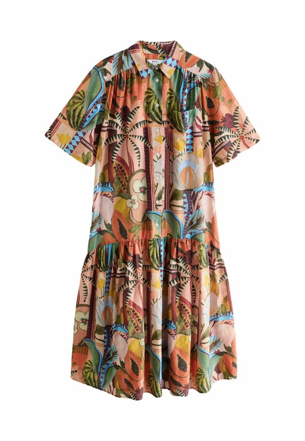 SHORT SLEEVE DROP WAIST - Blusenkleid - papaya fruit print