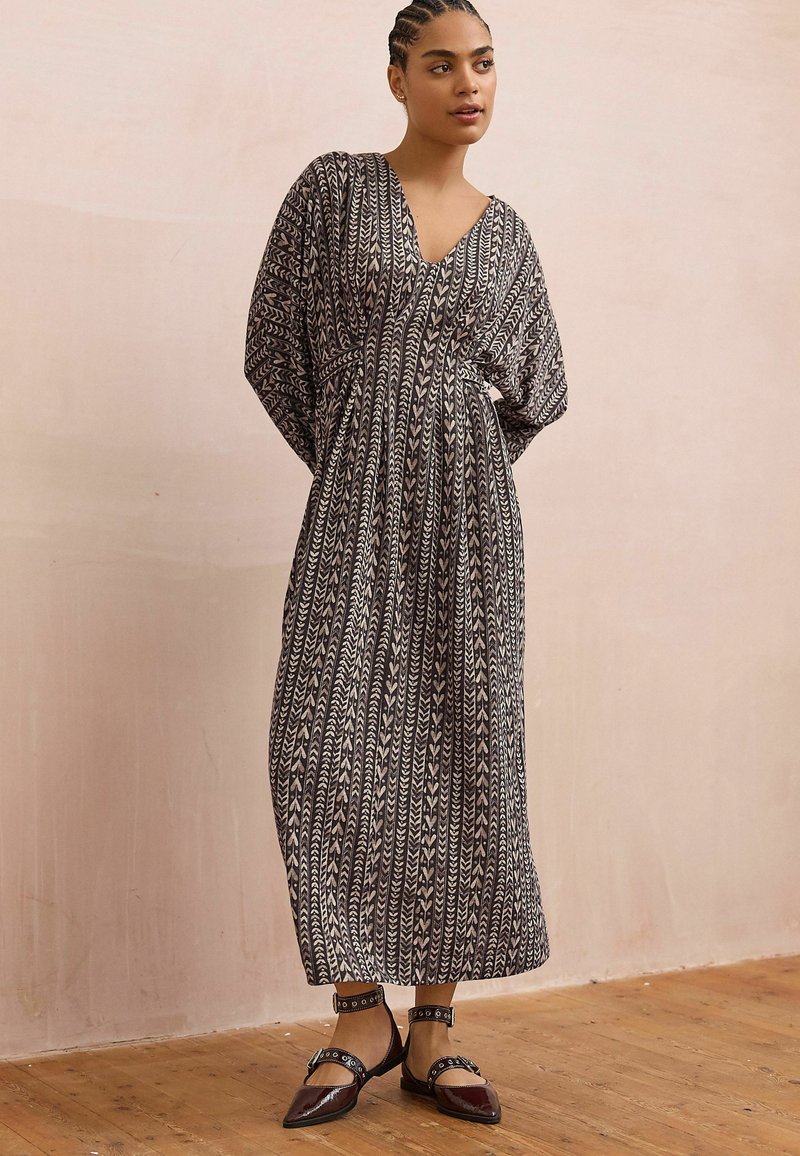 Next REGULAR FIT - V-NECK - Jersey dress - wine and cream heart  print/purple - Zalando