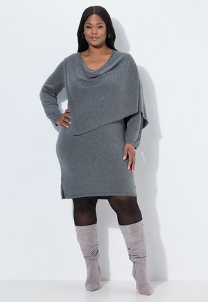 ATTACHED LONG SLEEVE SWEATER - Stickad klänning - medium mottled grey
