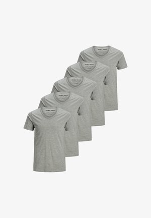 Jack & Jones, 5 PACK - T-shirt basic - light grey melange