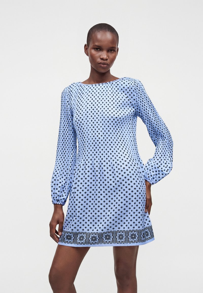 white boho flowy dress Long Bohemian / Hippie m-all:Shirts Long Sleeves Back Vintage 1940s Blue Rayon Size:09.0 M