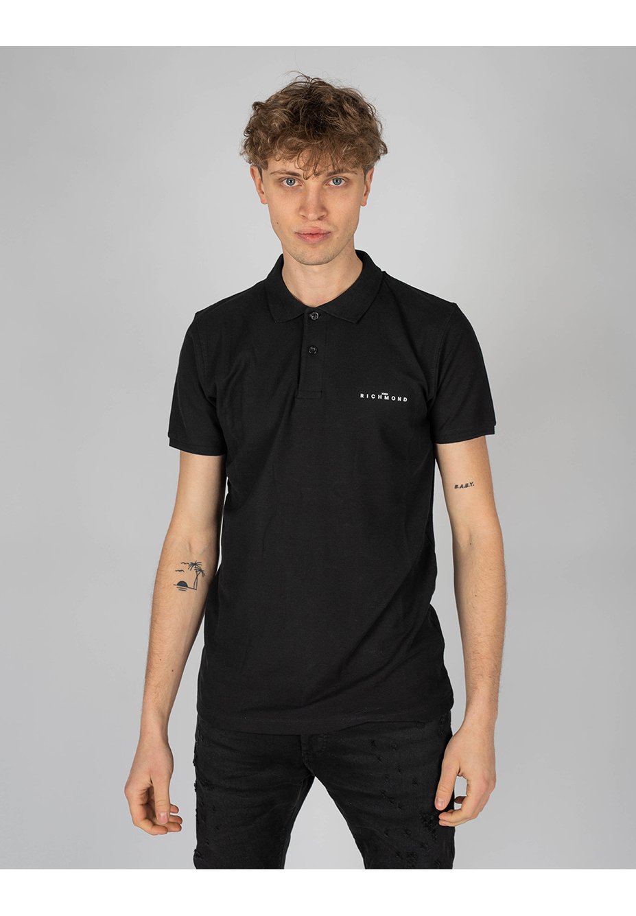 T-shirt Homme John Richmond Noir Stretch | Manches Courtes, Coton, Coupe Regular