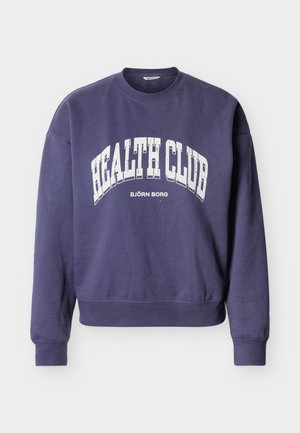 Sudadera azul marino con "HEALTH CLUB" en letras blancas grandes y "BJÖRN BORG" debajo, con cuello redondo y mangas largas.