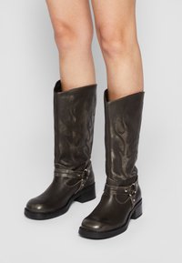 Steve Madden Bloom Grey Biker Boots Steve Madden Riding Boots Top
