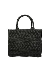 Borsa nera con motivo a onde in rilievo, realizzata in pelle, con due manici arrotondati e forma rettangolare.