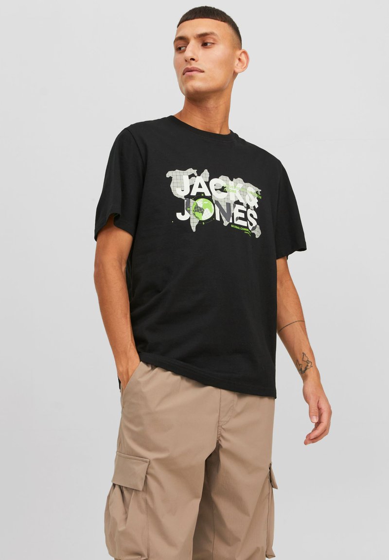Jack & Jones JCODUST CREW NECK - T-shirt med print - black