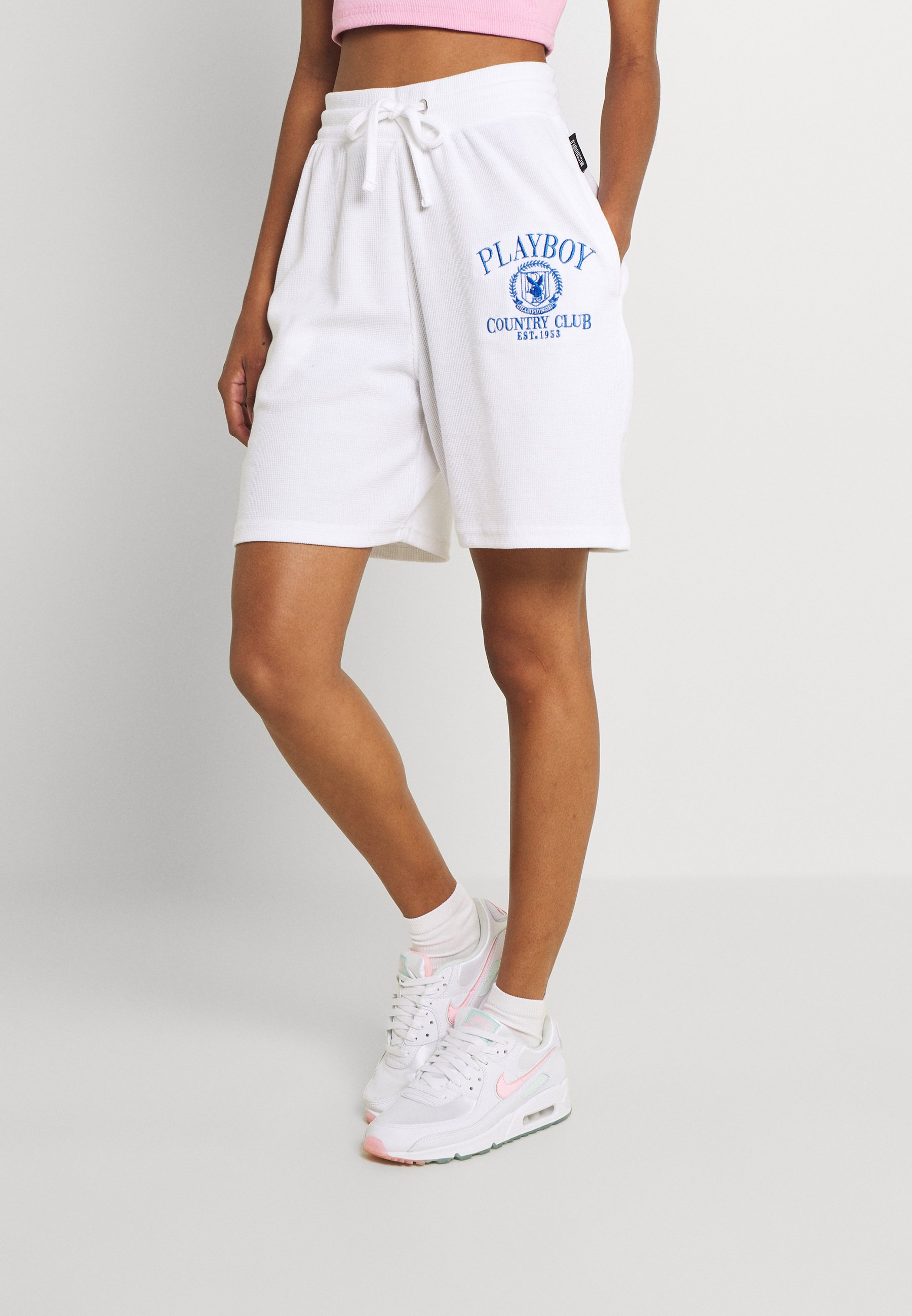 Missguided PLAYBOY SPORTS WAFFLE - Shorts - white/weiß